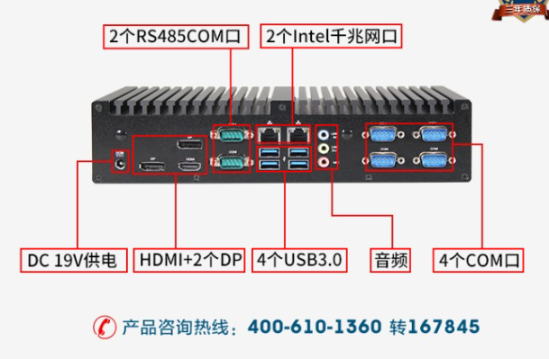 嵌入式無風扇工控機端口.png